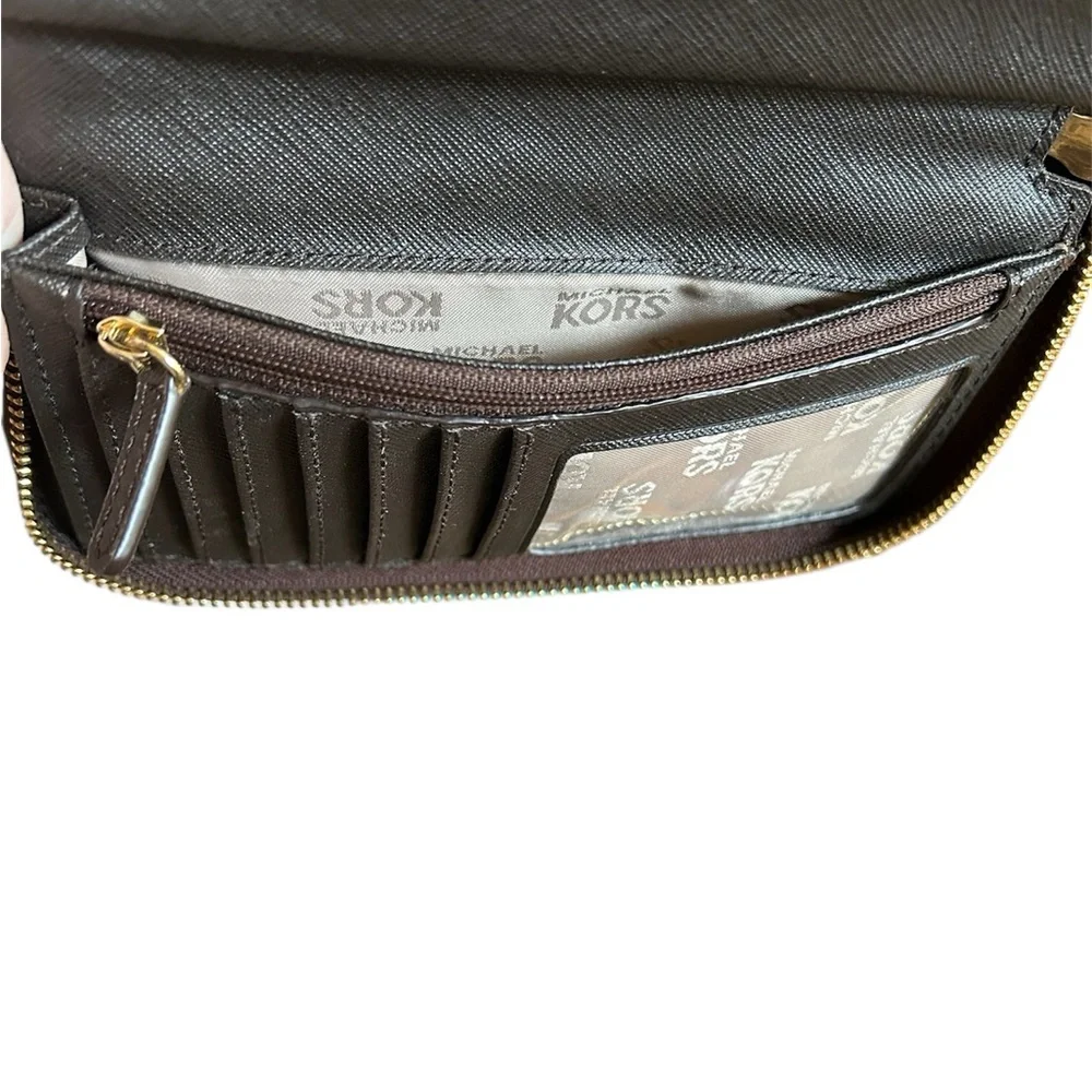 NWOT Michael Kors Brown MK Logo Wristlet Wallet